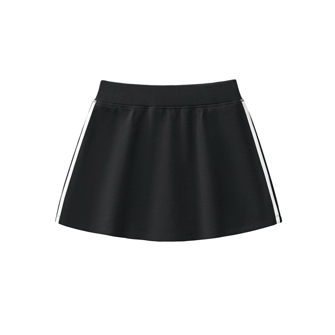 Black skirt with white stripes on a white background