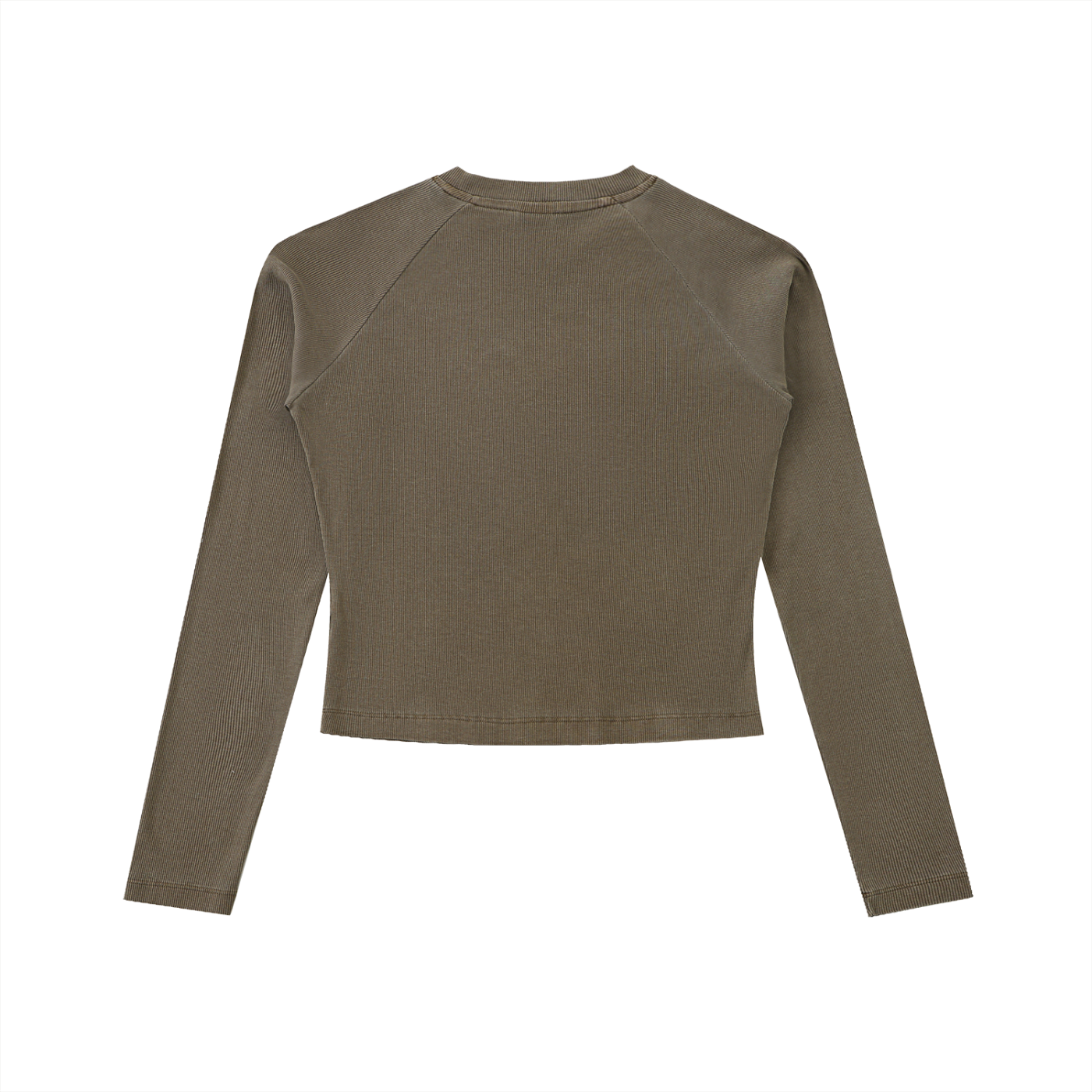 Brown long-sleeve crop top on a white background