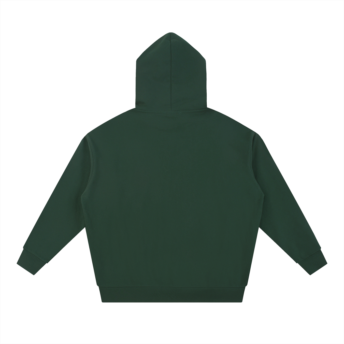 Back of dark green hoodie with no design 