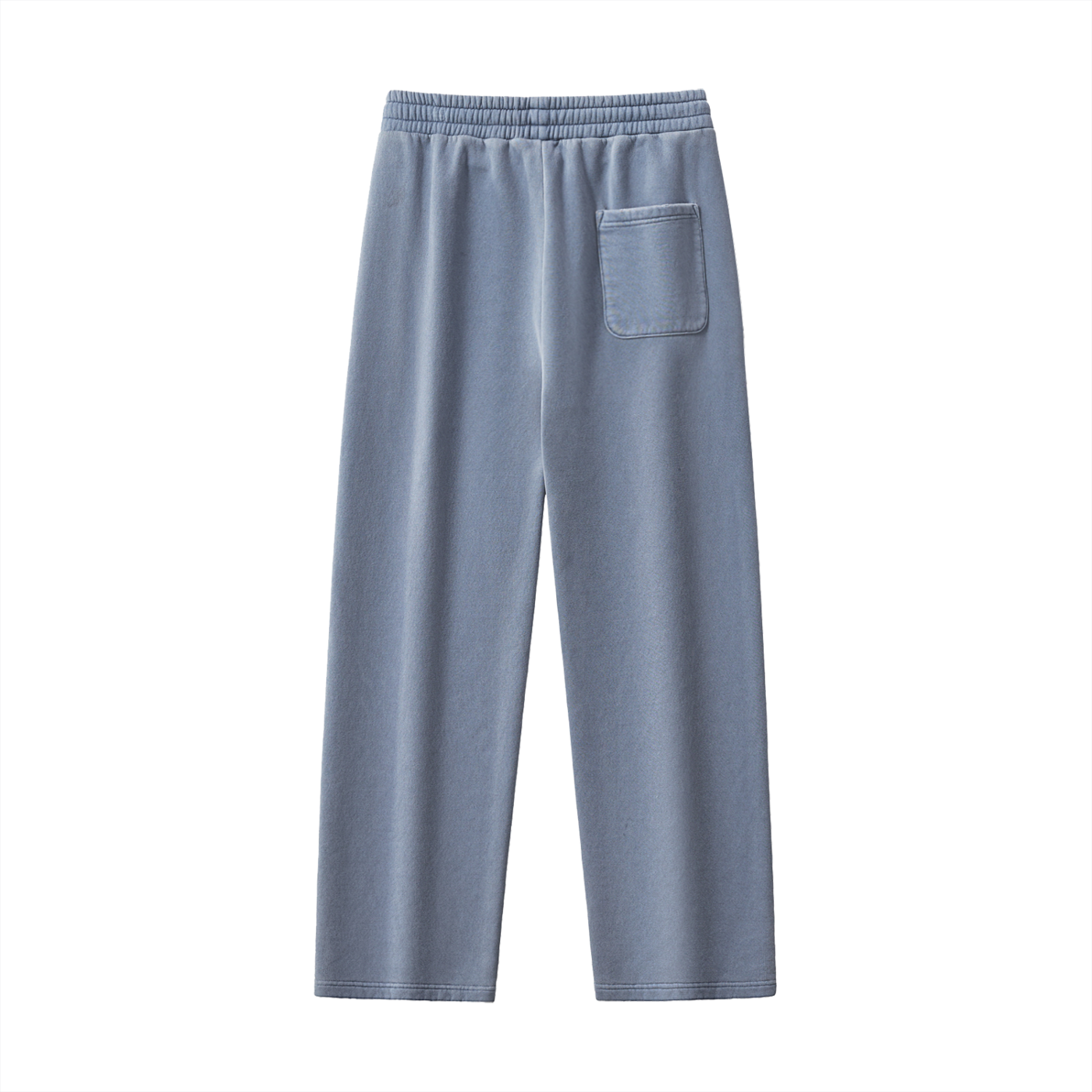 Light blue sweatpants with a pocket in front of a white background