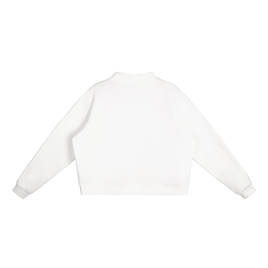 White long-sleeve crop top on a white background