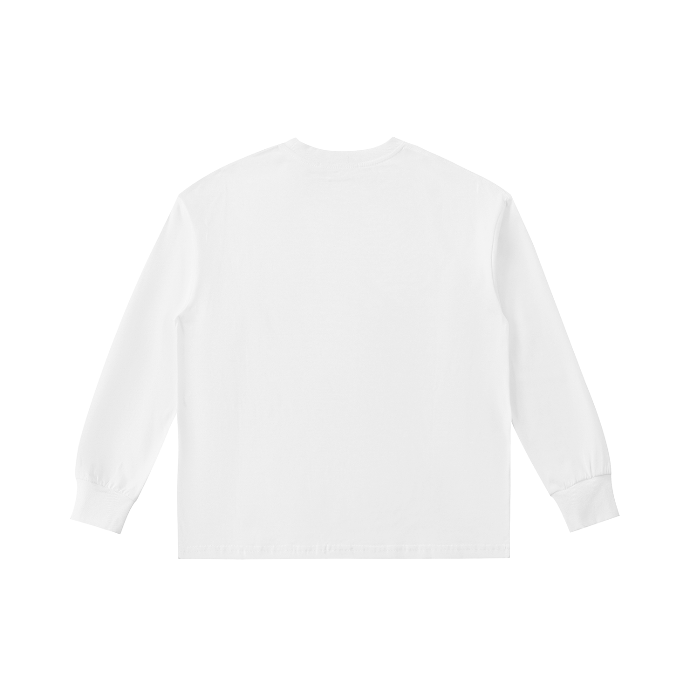 White long-sleeve sweatshirt on a white background