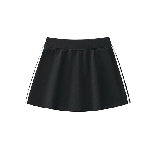 Black skirt with white stripes on a white background