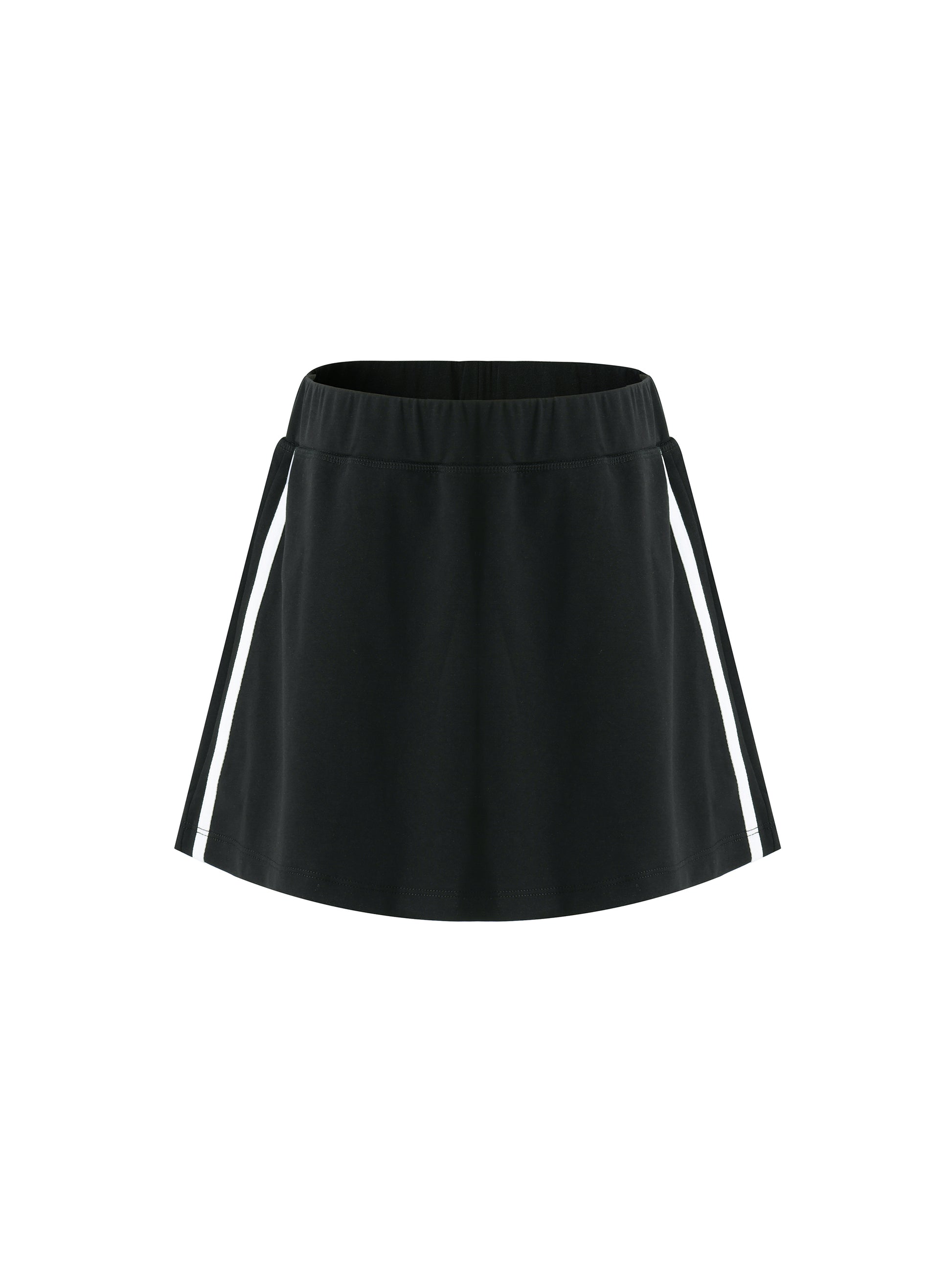 Black skirt with white stripes on a white background