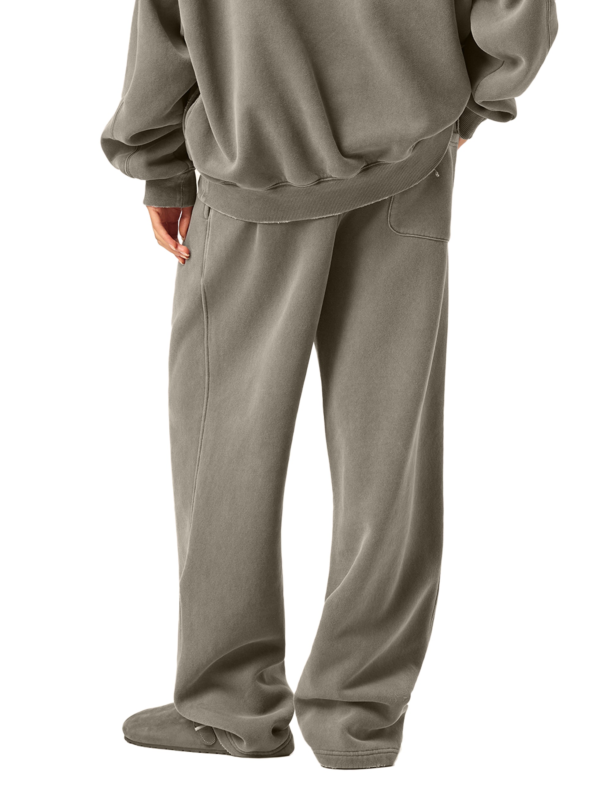 Gray sweatshirt and pants set on a white background