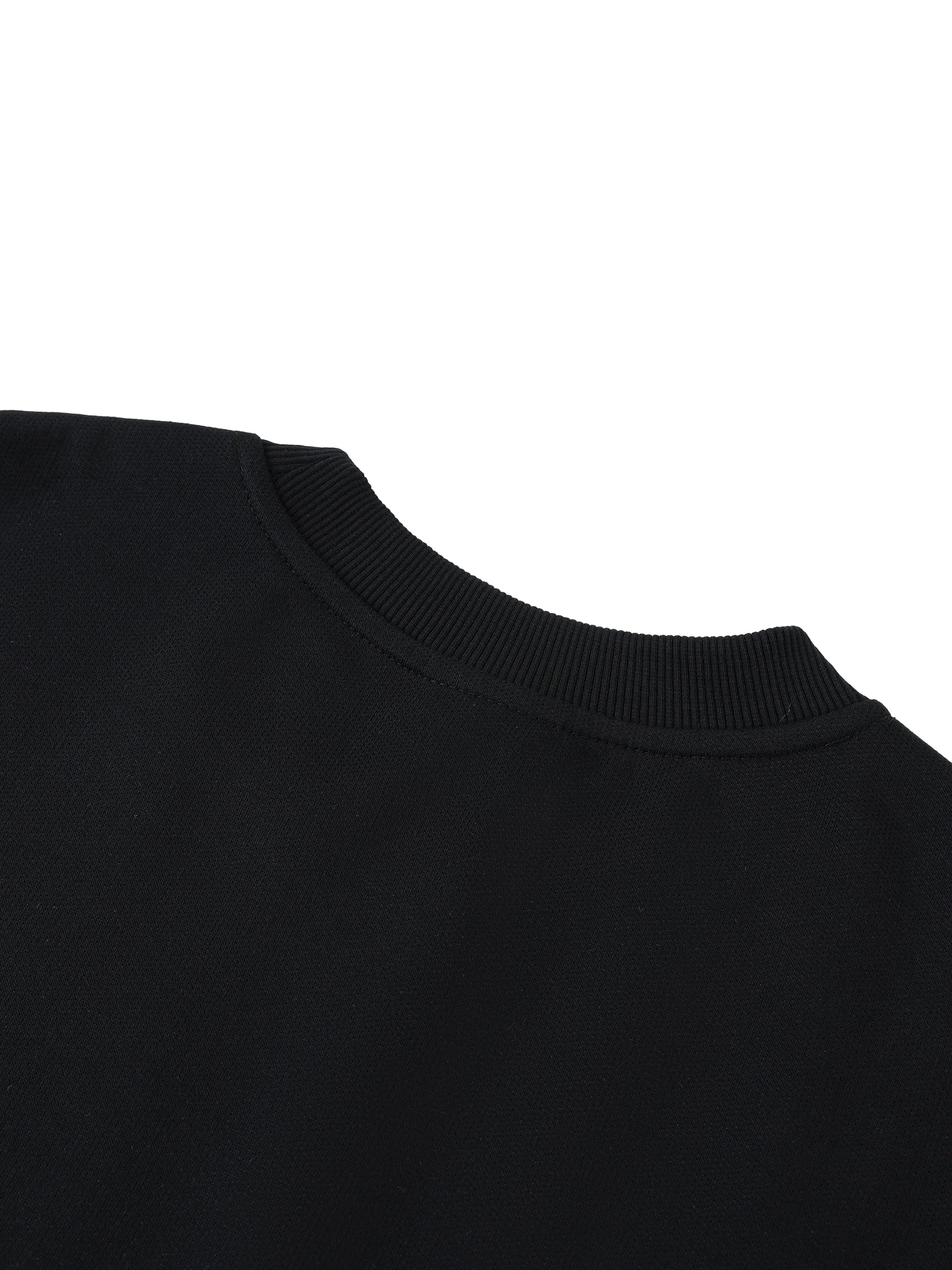 Close-up of a black sweater collar on a white background