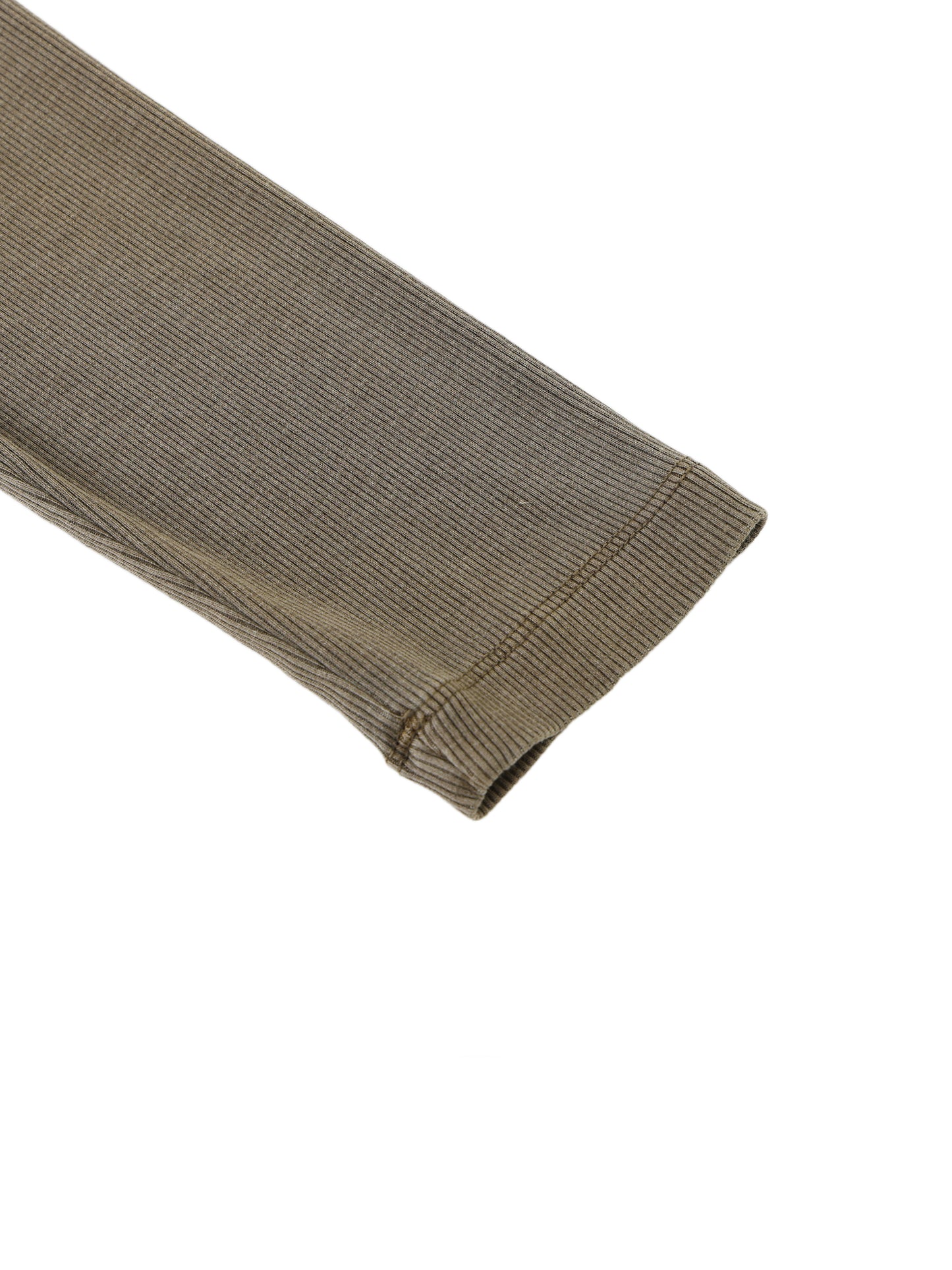 Texture of long sleeve top in the color olive brown on a white background