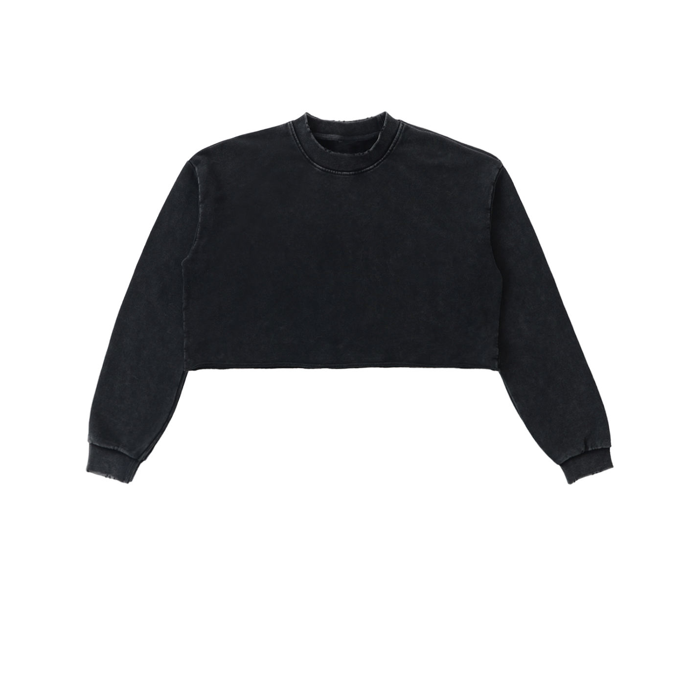 Black cropped sweatshirt on a white background