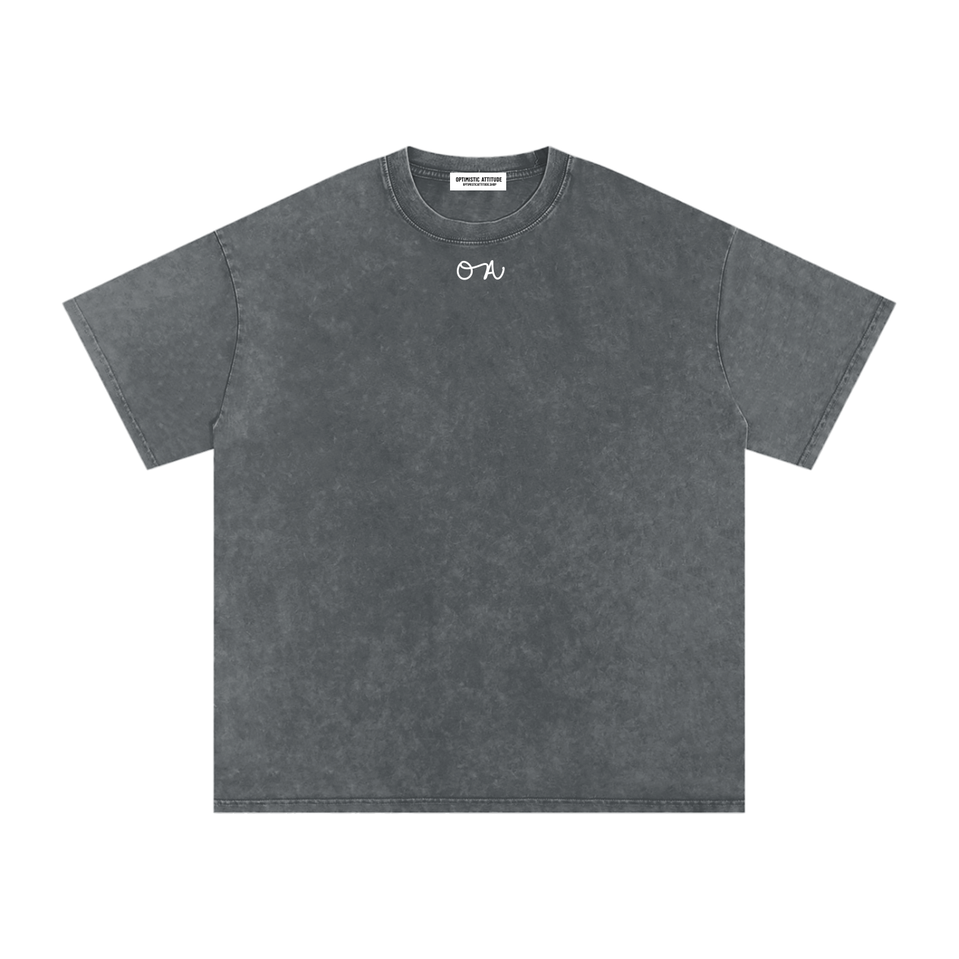 Dark Gray t-shirt with an 'OA' logo in front of a white background