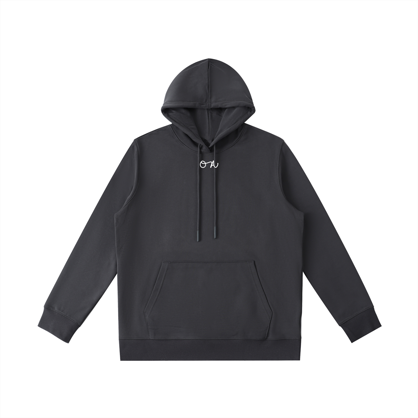 Dark Gray hoodie with a small 'OA' logo on a white background