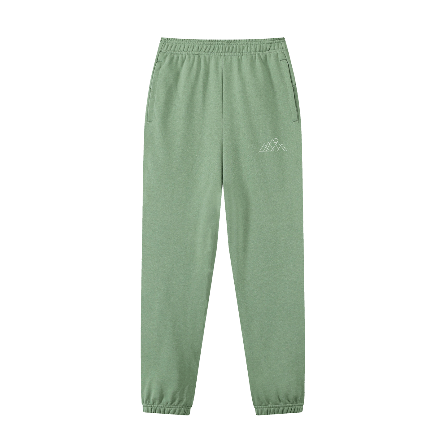 Light Green sweatpants with a logo on a white background