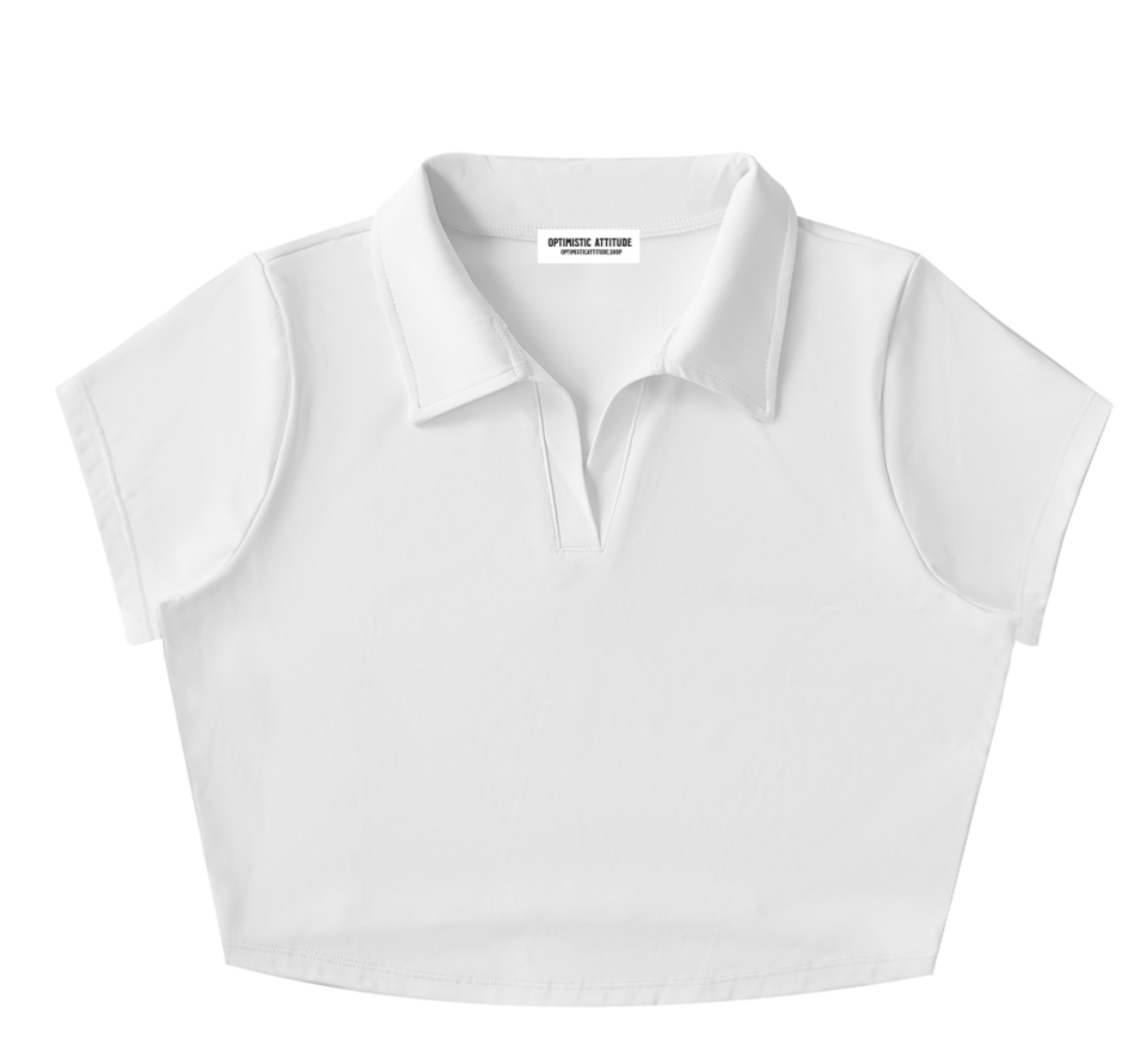 White sleeveless shirt in front of a white background