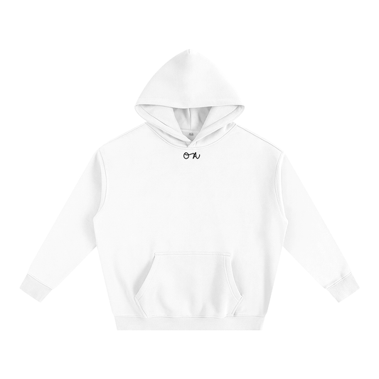 White hoodie with black 'OA' logo on a white background