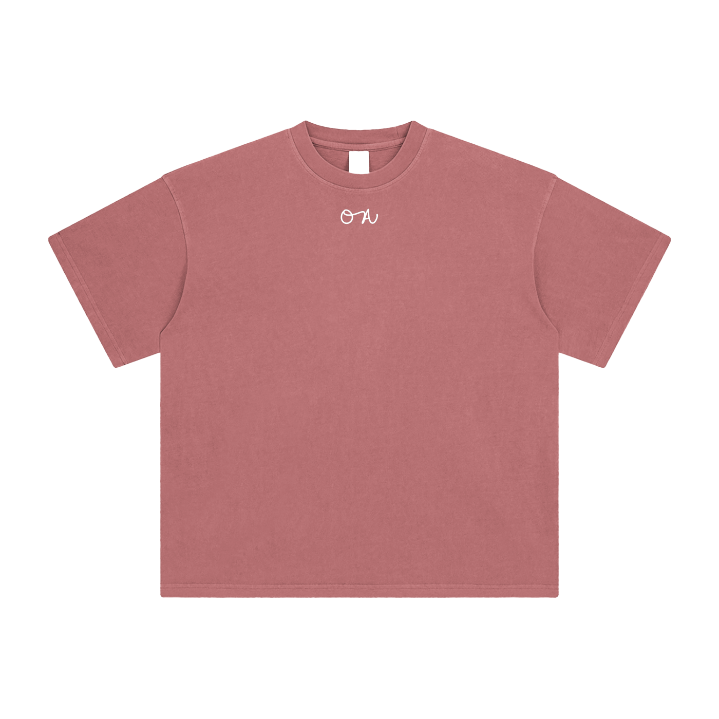 Light red t-shirt with a logo on a white background