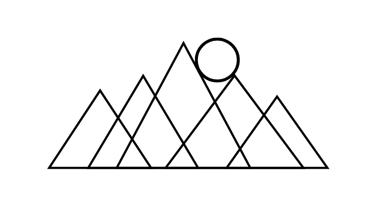 Geometric design with triangles and a circle on a white background