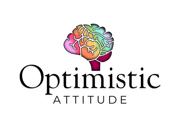 Logo with a colorful brain icon and 'Optimistic Attitude' text on a white background