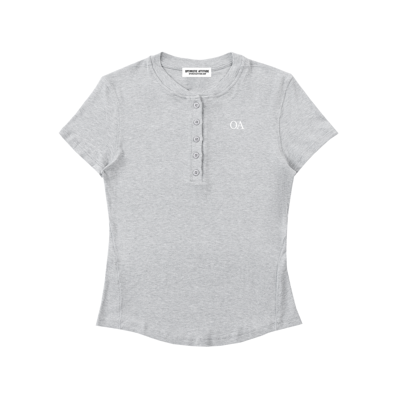 Modal Bodycon Henley Shirt — OA Minimal Logo