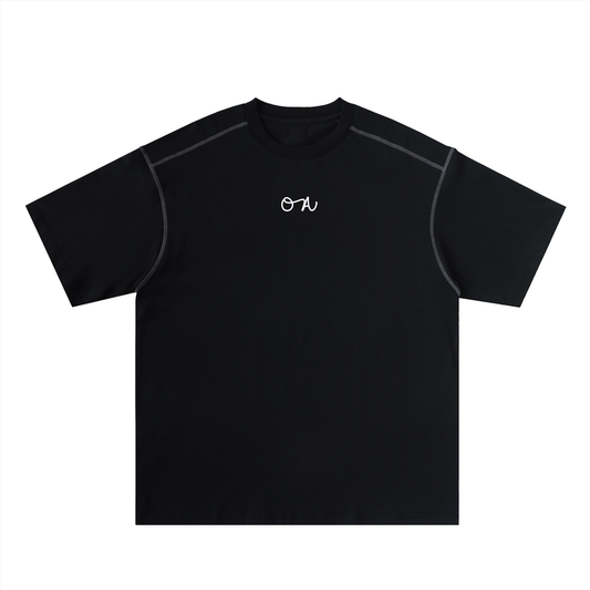Oversized Contrast-Stitched Cotton Tee